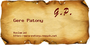 Gere Patony névjegykártya